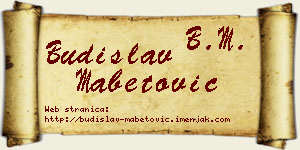 Budislav Mabetović vizit kartica